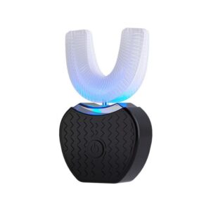 Black U-Shape Sonic Electric Toothbrush with LED Blue Light
