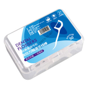 50-Piece Dental Floss Picks Box – High-Tension Smooth Floss, Wide Wing Design