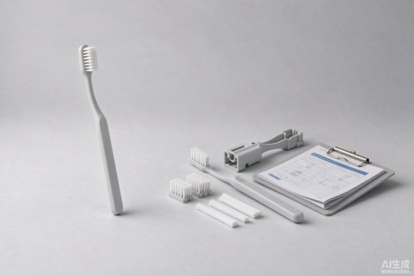 Side-by-side comparison of oral care toothbrush components under clean studio lighting, representing trading company vs factory sourcing decisions